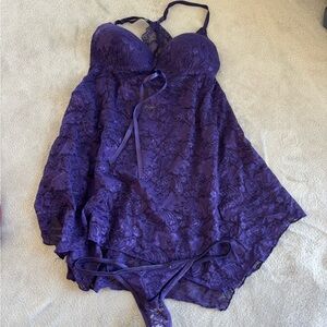 Apt. 9 Deep Purple Lace Babydoll Set